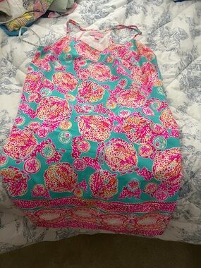 Lilly Pulitzer Turquoise Pink Orange Floral Print Sundress